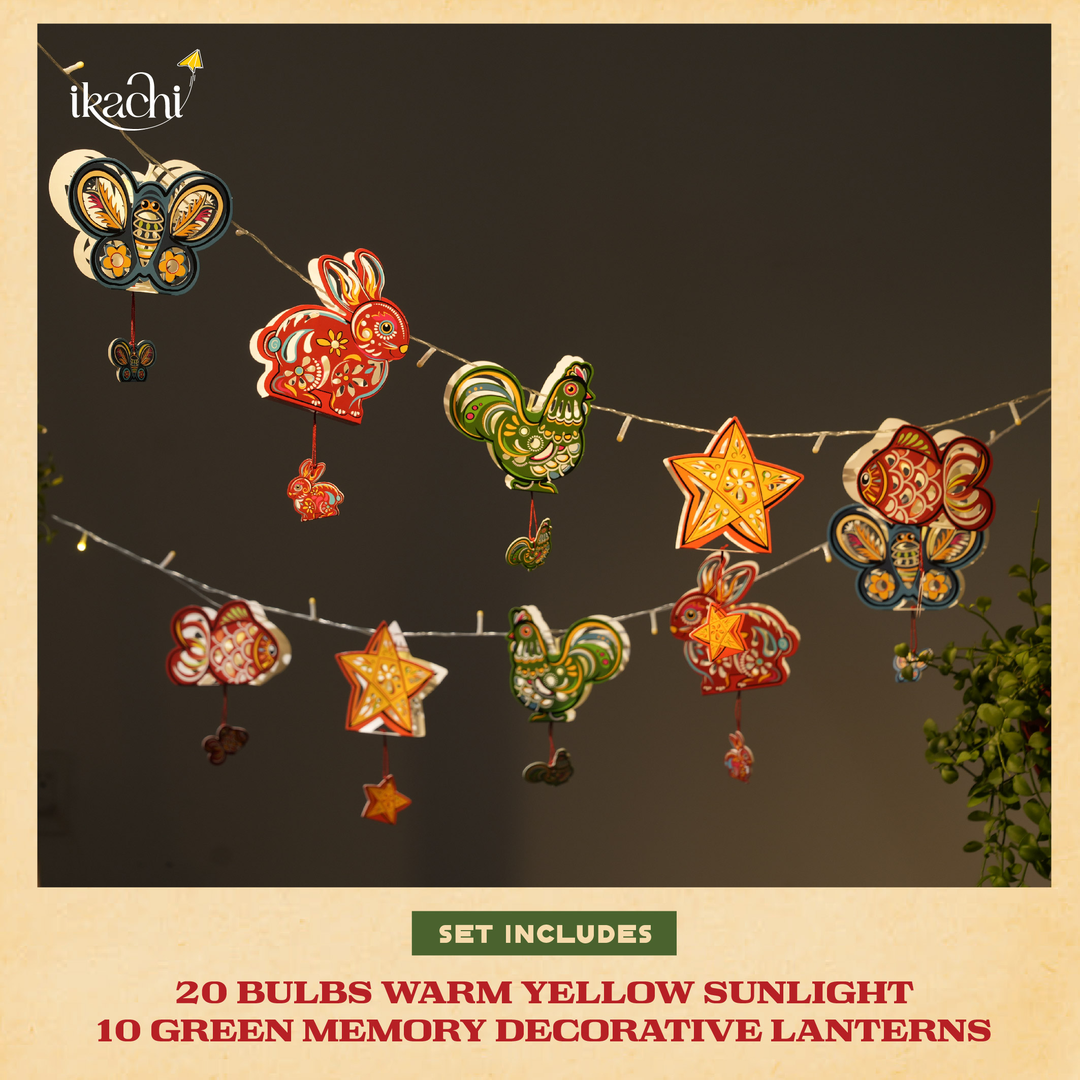 Green Memory Lantern Light String - Mid-Autumn Folk Art ( multicolored) - Image 2